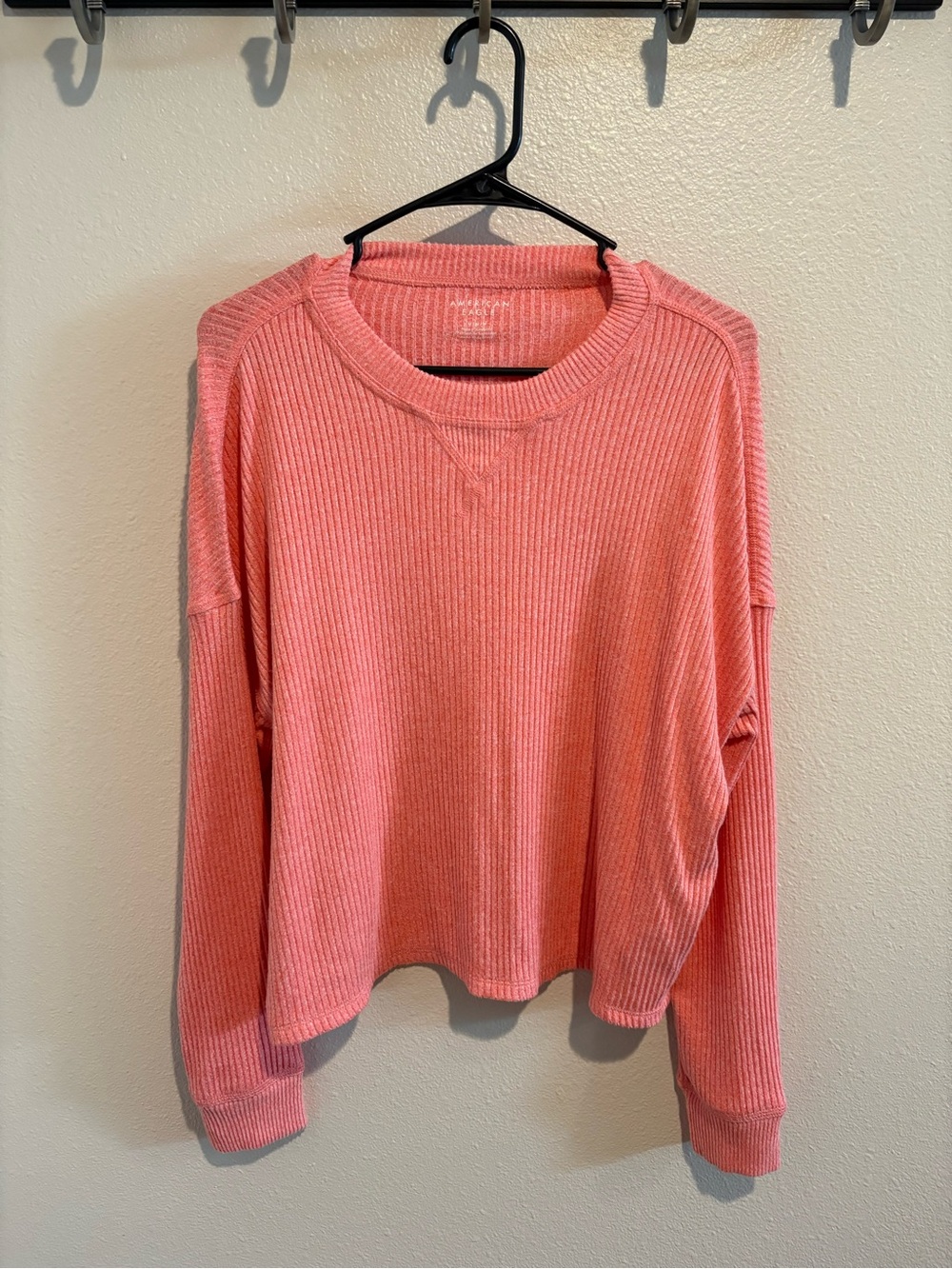 Women's Pink Ribbed Crewneck Sweater